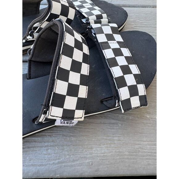 VANS Ultra Cush Black & White Checkered Velcro Strap Sandal Slides-Fits Size 8.5 - Picture 3 of 6